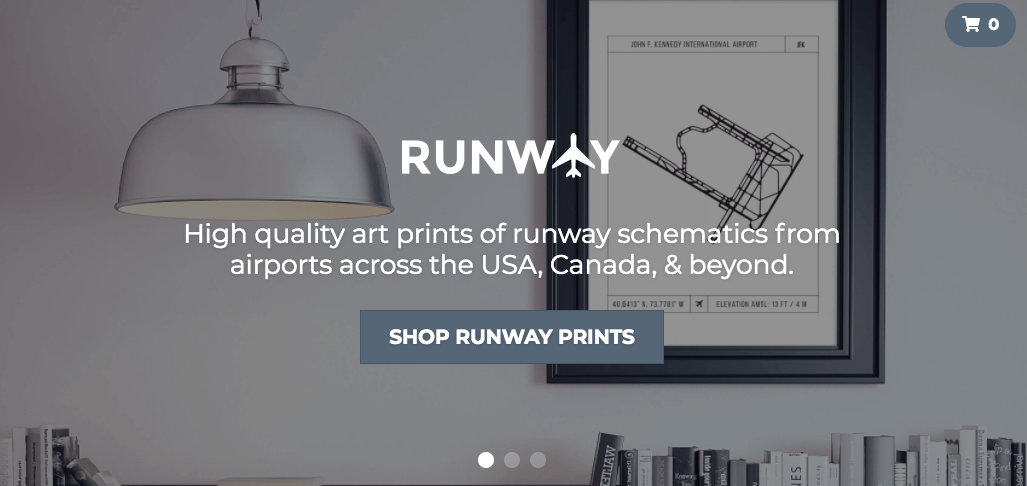 Screenshot of a Strikingly user's website selling runway prints Screenshot of a Strikingly user's website selling runway prints